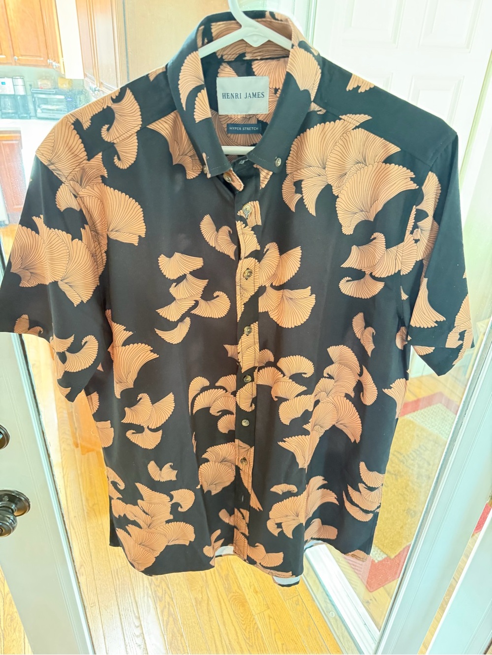 Henri James Men's Hyper Stretch Short Sleeve Button Down Shirt - Medium Tall